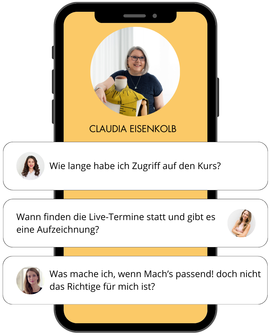Smartphone mit Fragen zum Programm