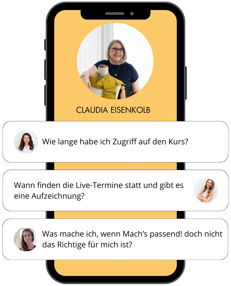 Smartphone mit Fragen zum Programm