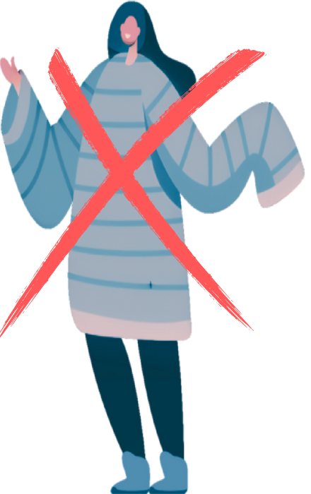 Frau in übergroßem Pullover, jetzt ist Schluss damit