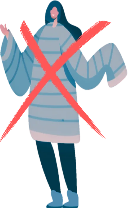 Frau in übergroßem Pullover, jetzt ist Schluss damit