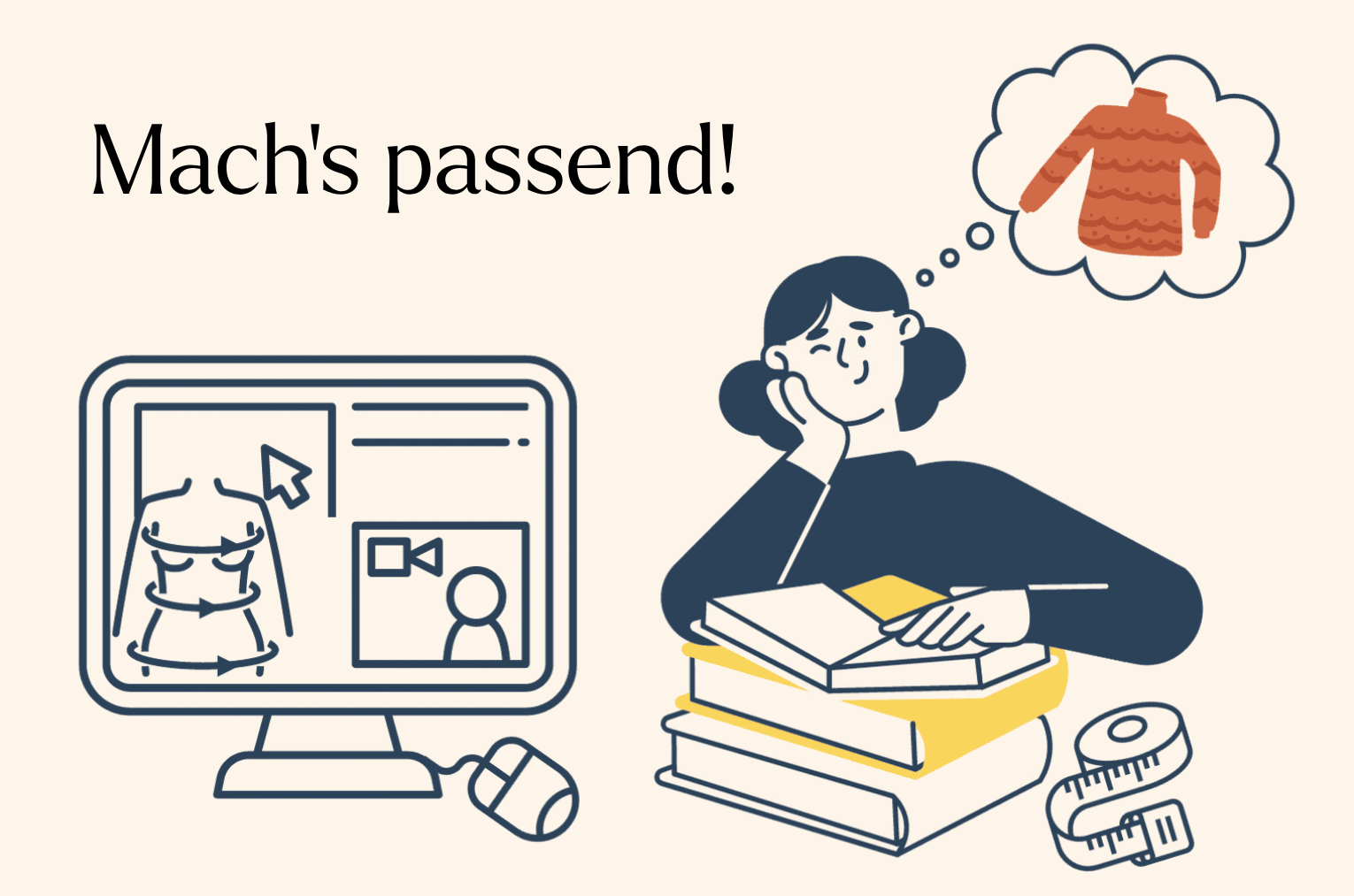 Frau am Schreibtisch plant ihren Pullover